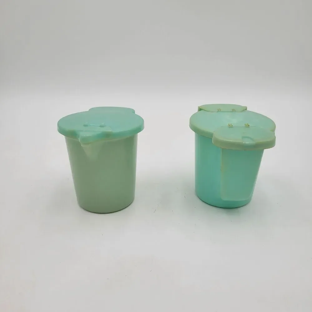 Vntg Tupperware Turquoise Flip Lids Plastic Sugar & Creamer Some Discoloration